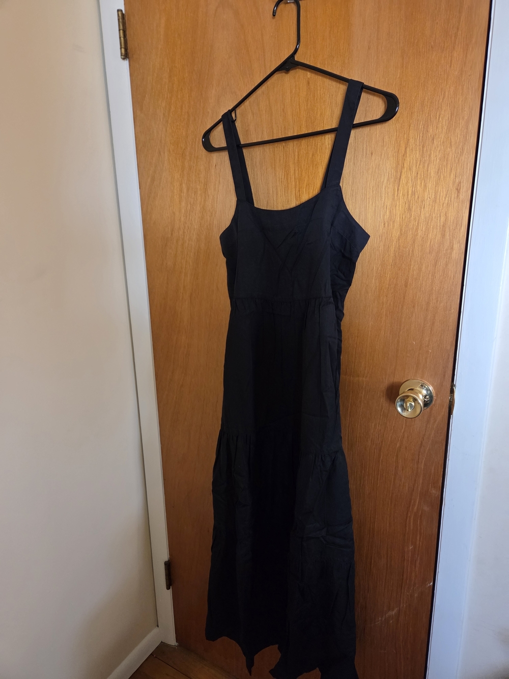 The Drop Black Sleeveless Maxi Dress with Square Neck